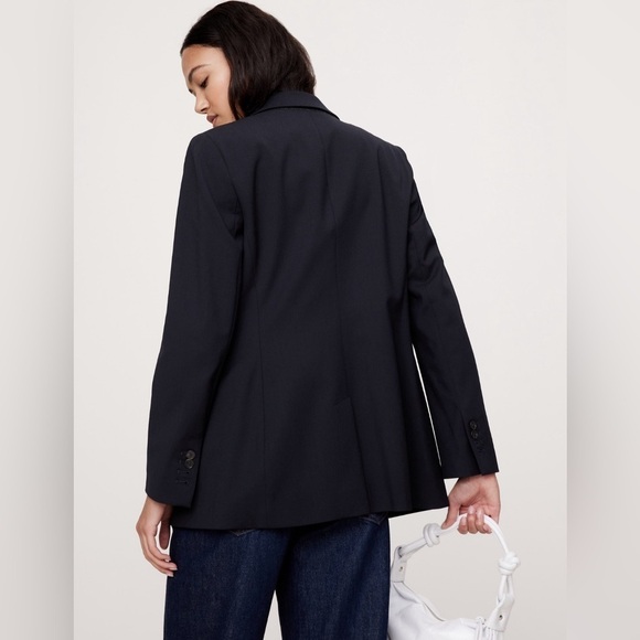 NWT! BANANA REPUBLIC NAVY SIENA SLIM ITALIAN WOOL BLAZER 💛 - Picture 3 of 16